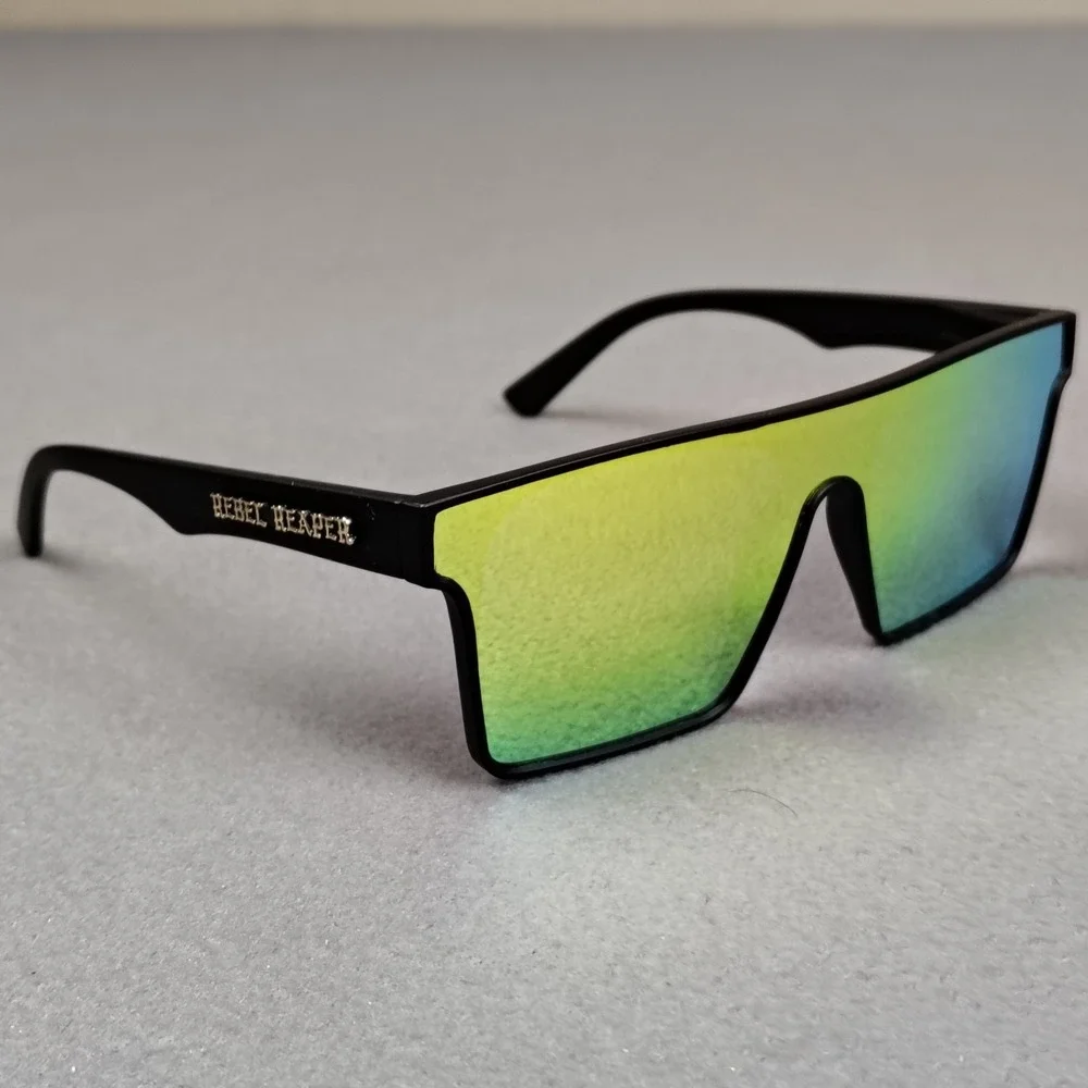 Rebel Reaper Sunglasses Gold Lens Flat Top OFFGRD Style Mirror Surfer Biker NEW